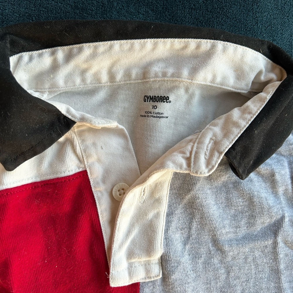 Gymboree Red, White, and Black Rugby Polo Shirt
